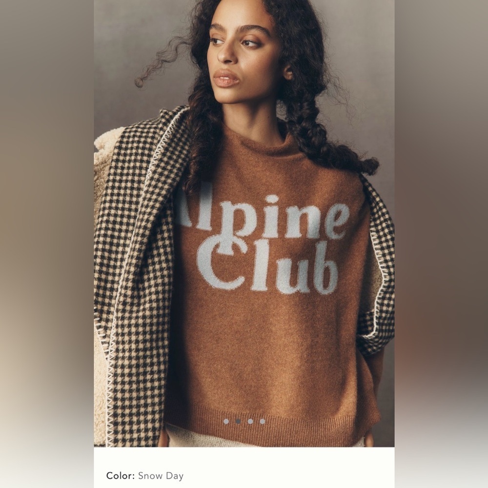 New small Anthropologie pilcro Alani cashmere sweater tan alpine club snow ski